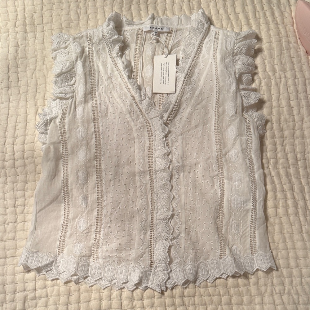 Frame Denim Ivory Lace Blouse